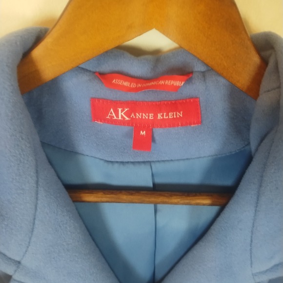 Anne Klein Women's Blue Wool Blend Double Breasted Hooded Peacoat Size M - Picture 6 of 8